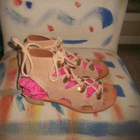 See by Chloe Edna Beige-Suede Studded Gladiator Sandals - Picture 4 of 14